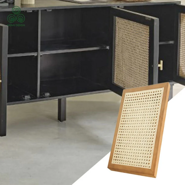 MUMU Modern Shaker TV Stand Doors Living room Kitchen Natural Bamboo Rattan Cabinet Door Panel
