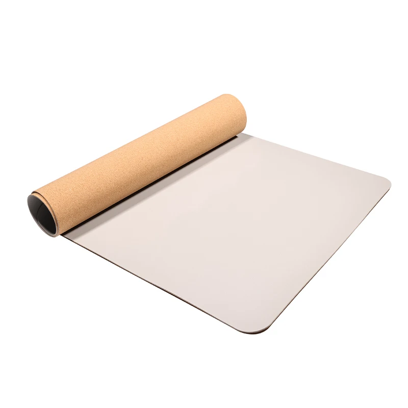Gray Color Desk Mat Large Desk Pad Natural PU Leather Cork Mouse Pad