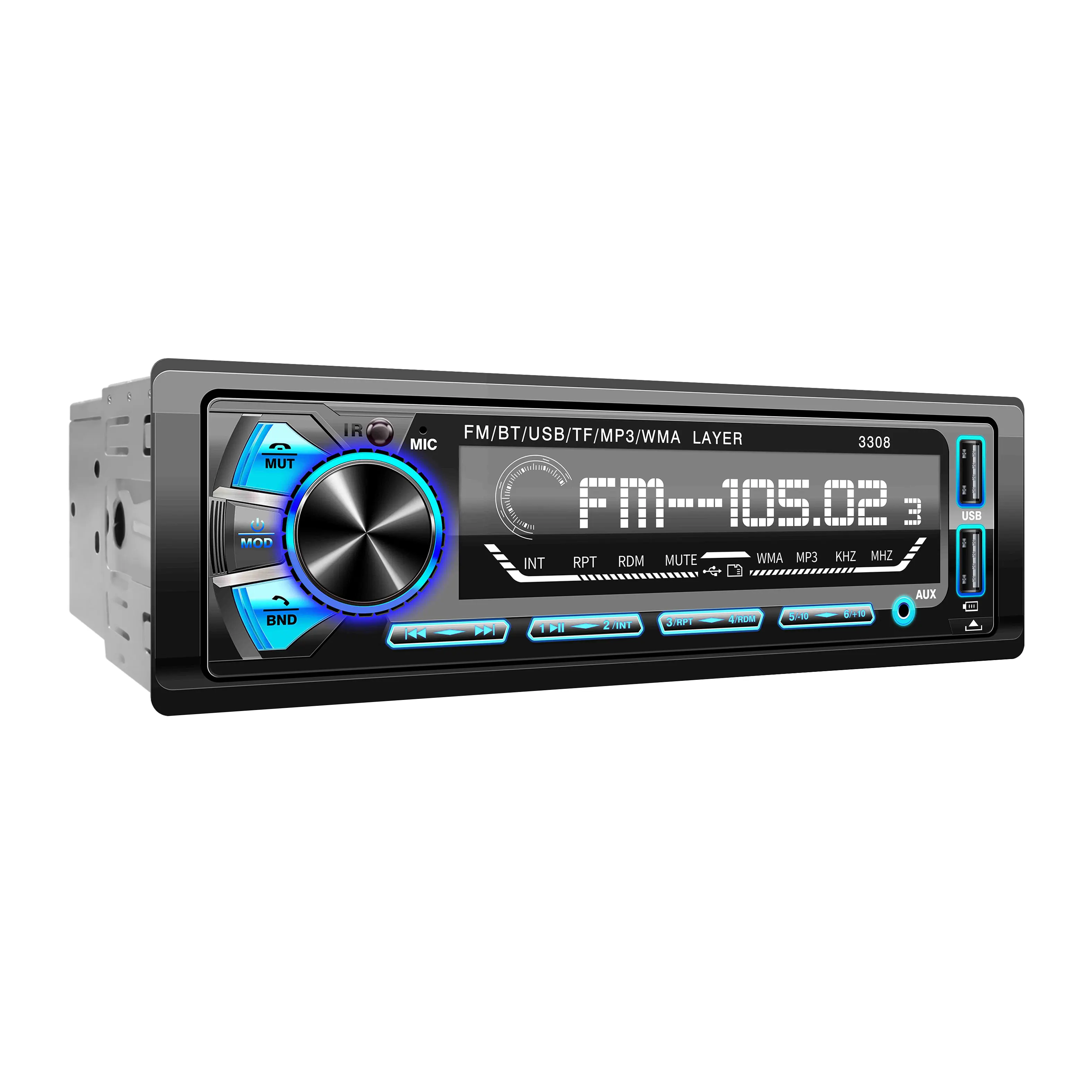 Single din high power out 7388 IC 2USB slot Fast charging super big screen car amplifier with hands free A2DP car receiver