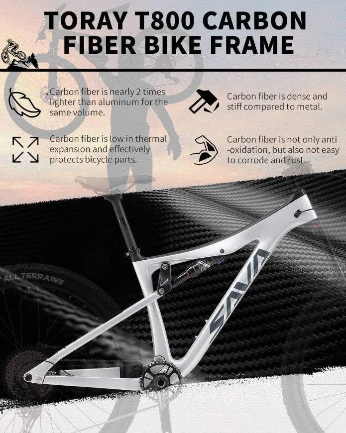 Factory Wholesale SAVA 12 Speed Full Suspension Carbon Fibre Mountain Bike Carbon MTB with Air Fork
