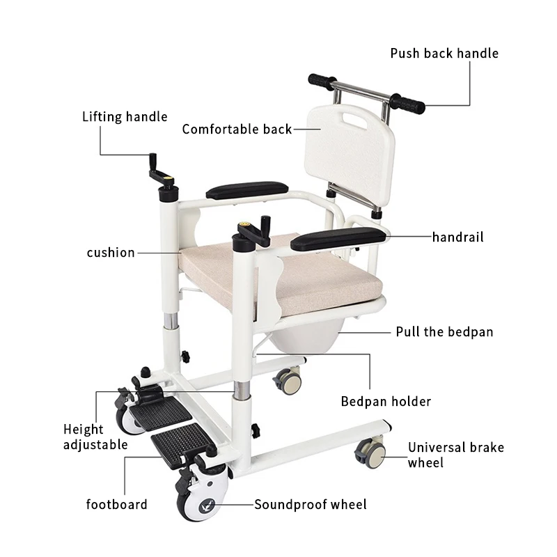 Hand Crank Control Lift and Foldable Transfer Trolley for Disabled & Paralyzed Patients Big Wheel Version Handicap Scooter