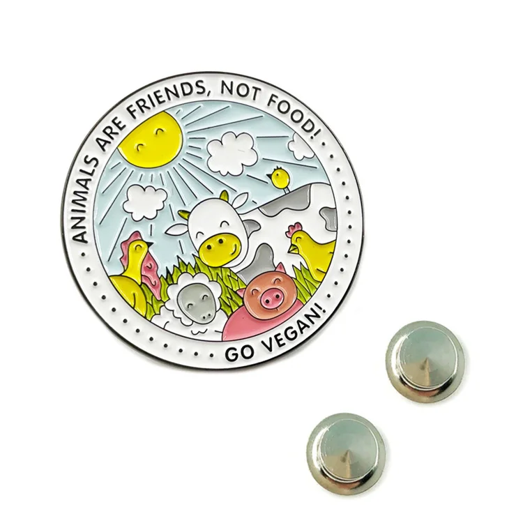 custom go vegan brooch cute animal weight loss vegetable enthusiast metal creative backpack decoration soft enamel badge pin
