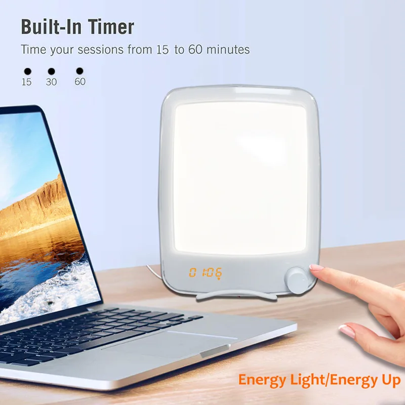 New Arrived LED Sad 10000 Lux Sun Light Therapy timer Depression treatment  table lamp