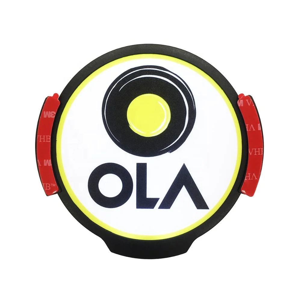 OLA Rideshare Sign, LED Light Logo Sticker Decal Glow, Wireless Decal Accessories Removable Glowing Sign For Car Taxi