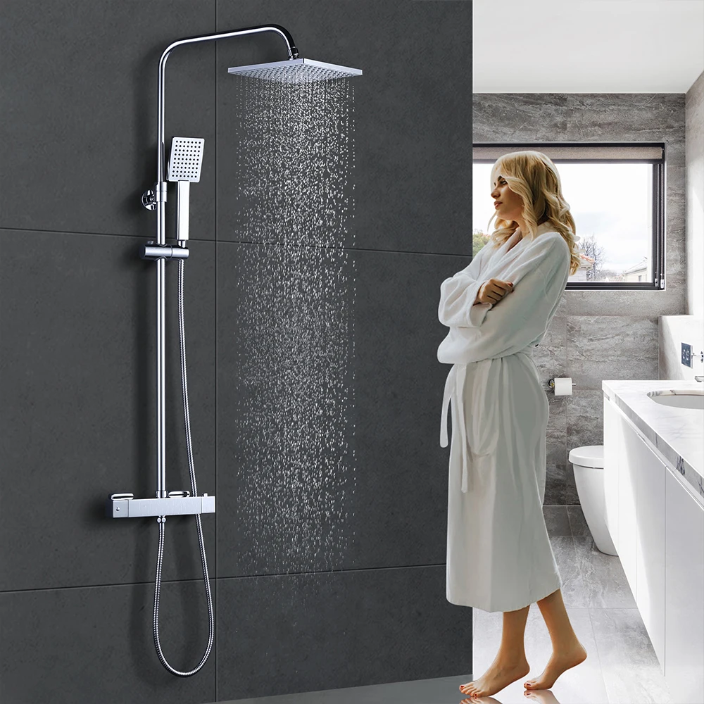 Wholesale Bathroom Shower Mixer Wall Mount Brass Body Shower Sets With 8.5 inches Rain Shower Head
