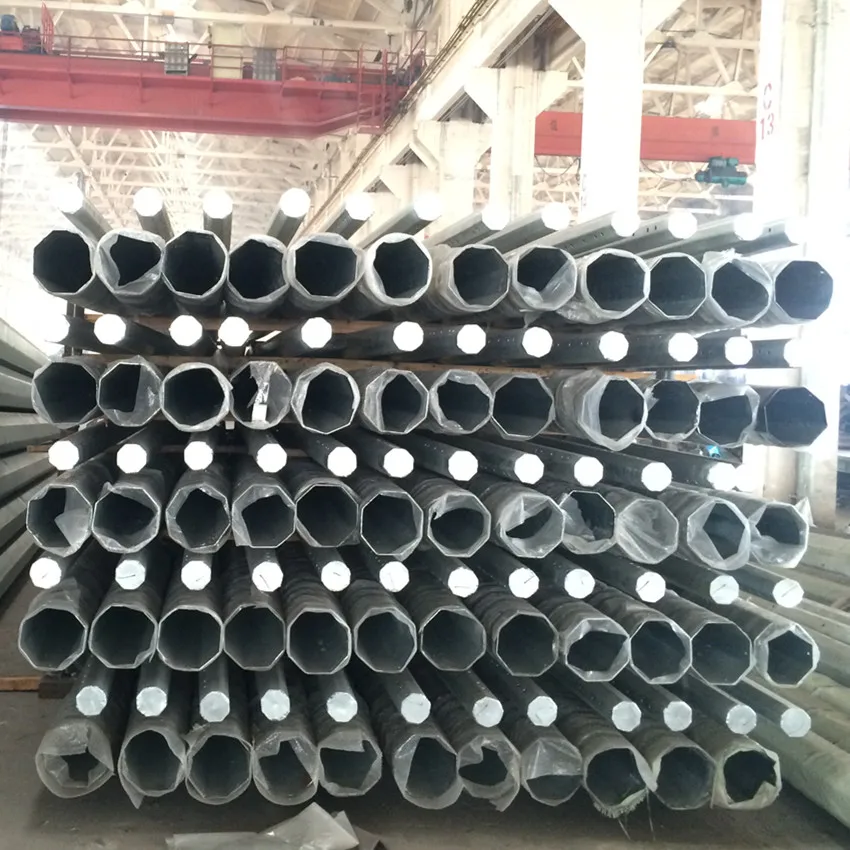 Customized Steel Electric Pole With Base Plate Transmission Lines