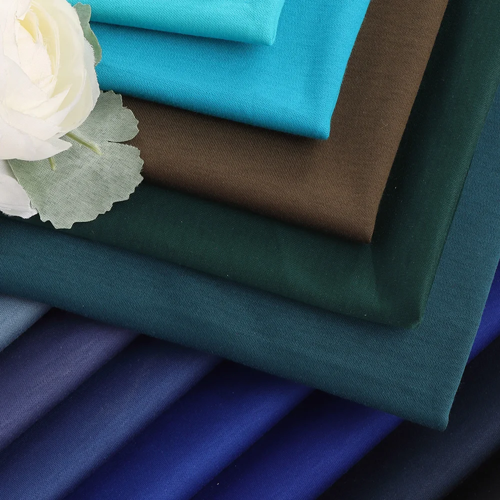 T-shirt fabric 60S High Quality Eco-Friendly custom plain dyed 100% cotton  breathable Liquid ammonia cotton fabric