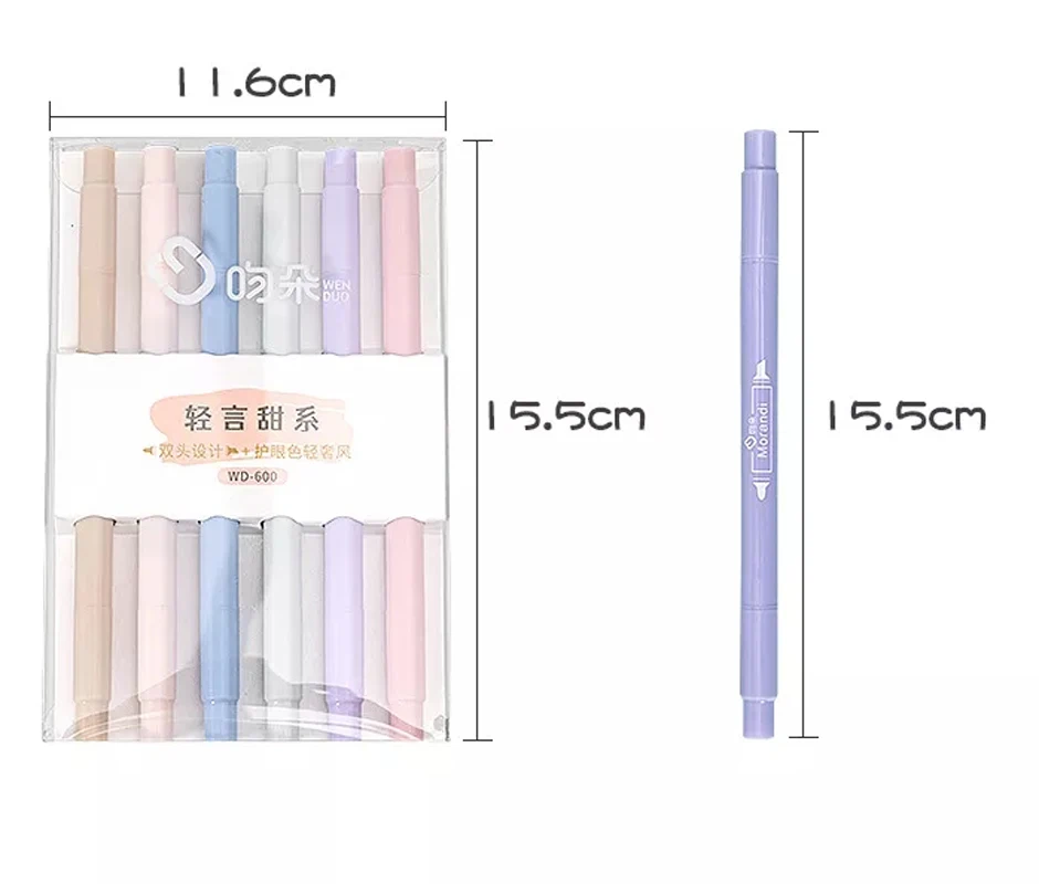 Cute Creative School Student Colored Pens Set Kids Soft Head Highlighter Marker Pens Set Stationery Supplies 6pcs/set