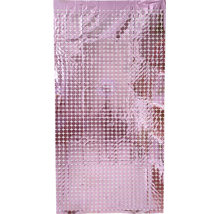Shimmer Metallic Foil Square Curtain Birthday Wedding Supplies Rose Gold Factory Made White 1.5*3M