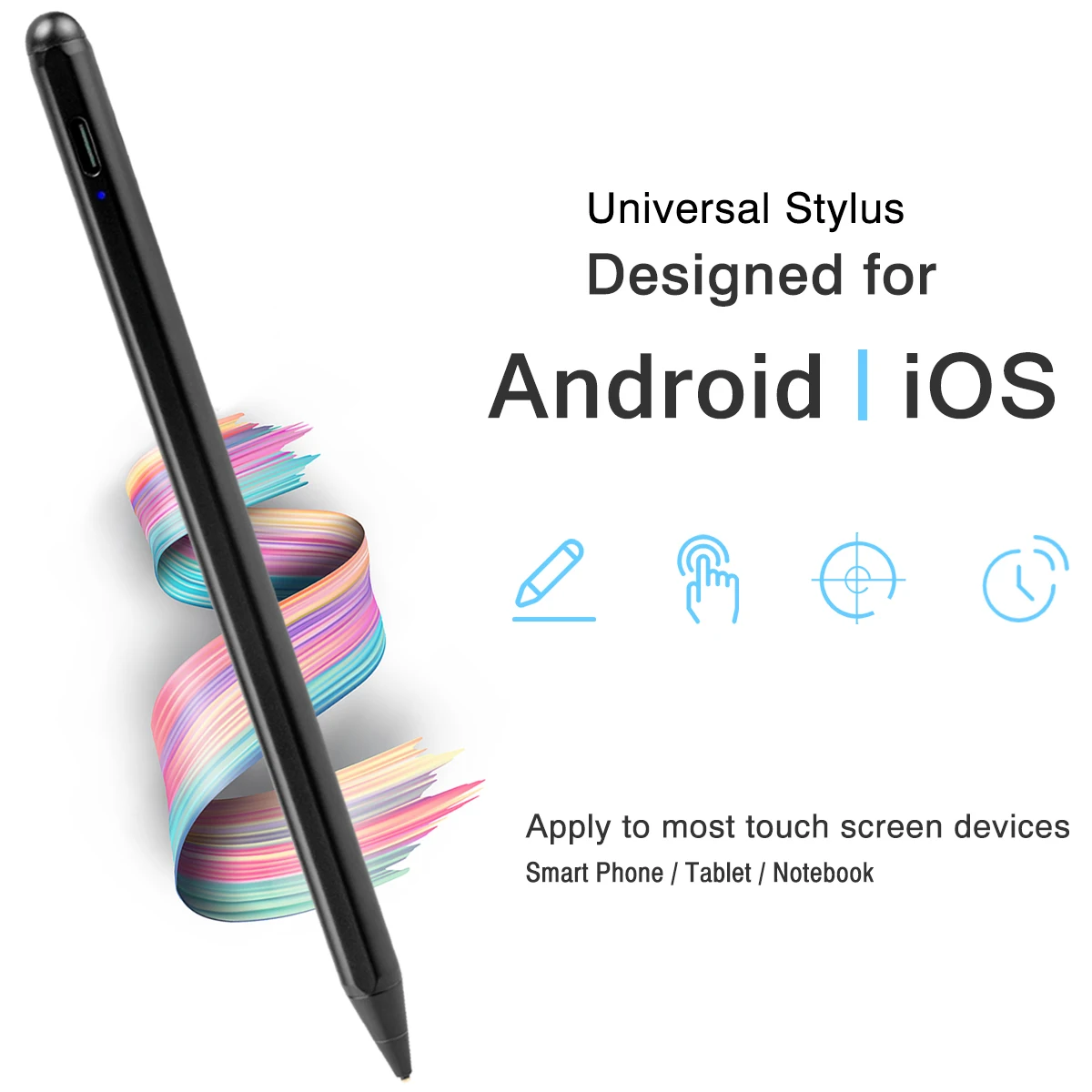 Universal Touch Screen Active Stylus Pen For Android IOS Phone Tablet Touch Pencil For Samsung With (1.45mm Fine Point Tip)
