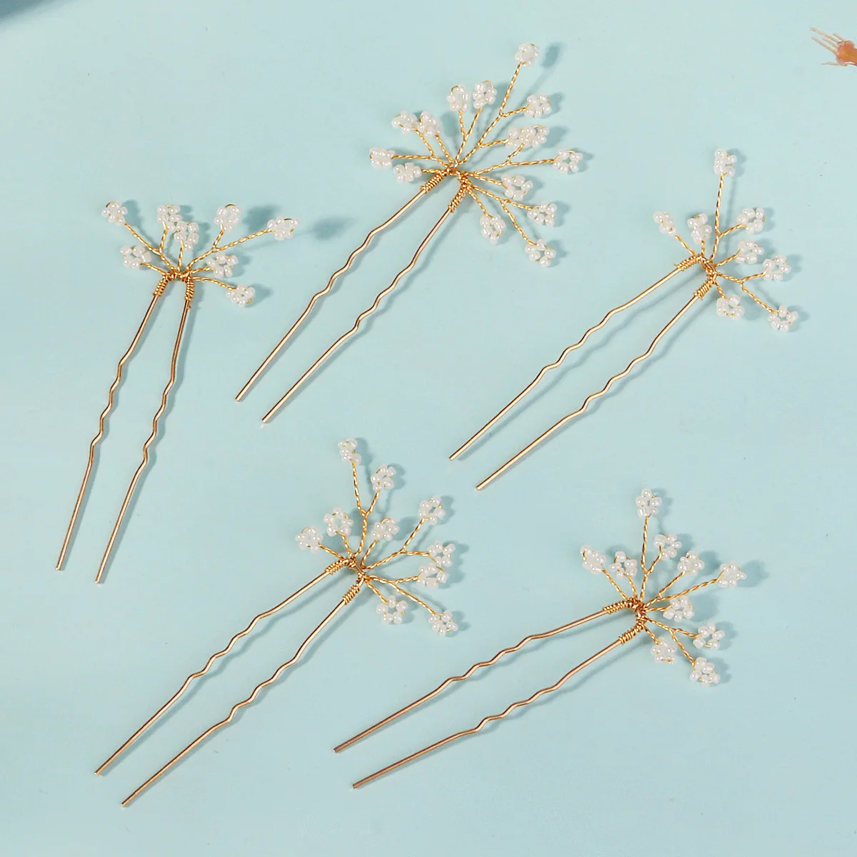 5 Pieces Pearl Crystal Bridal Hair Pins Flower Wedding Hair Piece Vintage Hair Accessory Party for Bride, Bridesmaids