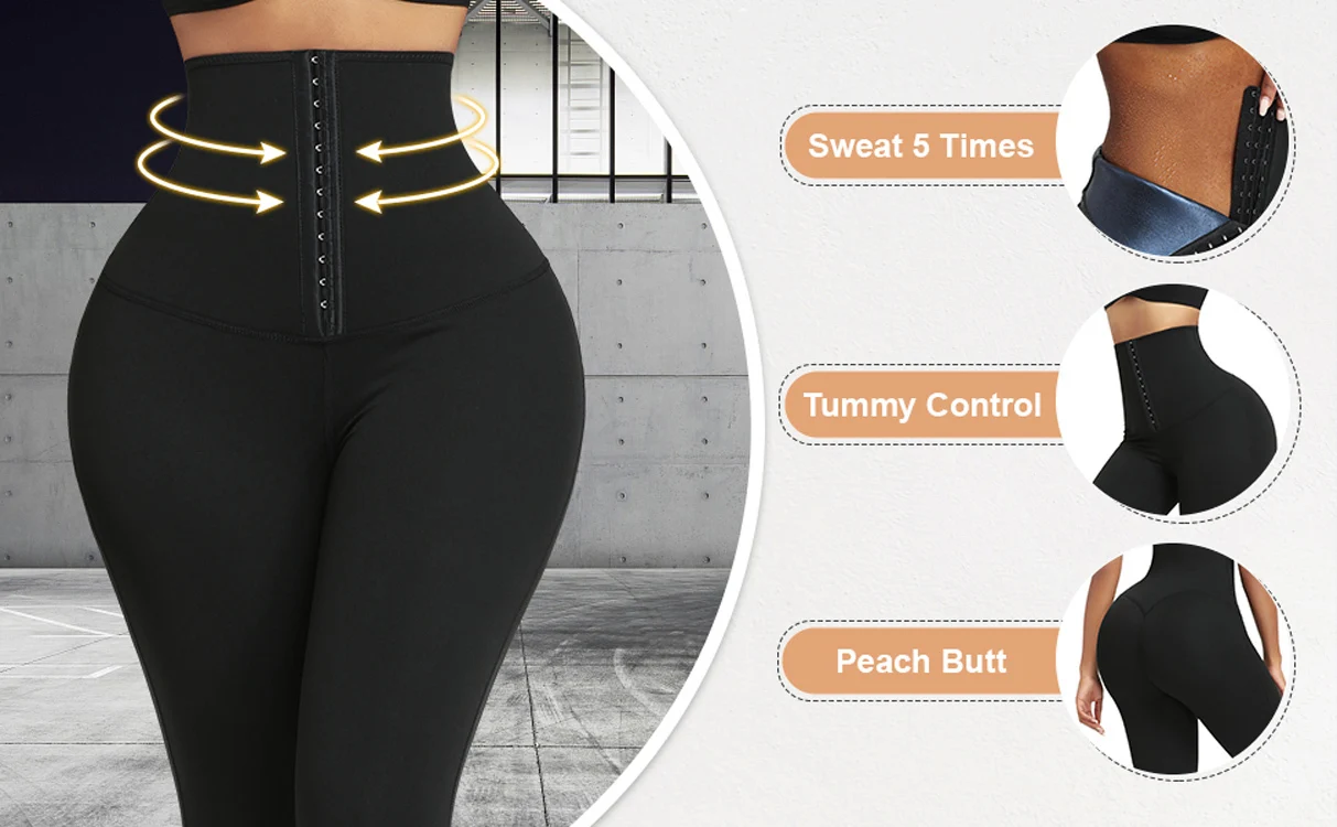 HEXIN High Quality High Waist Tummy Control Compression Butt Lifting Leggings Neoprene Waist Trainer Yoga Fitness Pant For Women