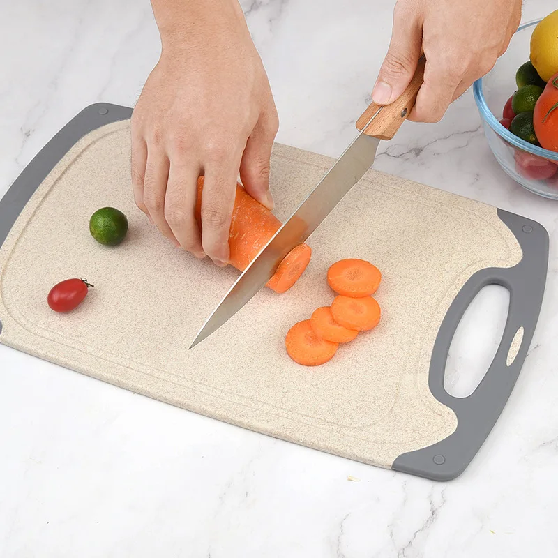Kingwise Kitchen 3 Pcs PP Cutting Fruit Meat Chopping Board Wheat Straw Cutting Board Sets with Juice Grooves