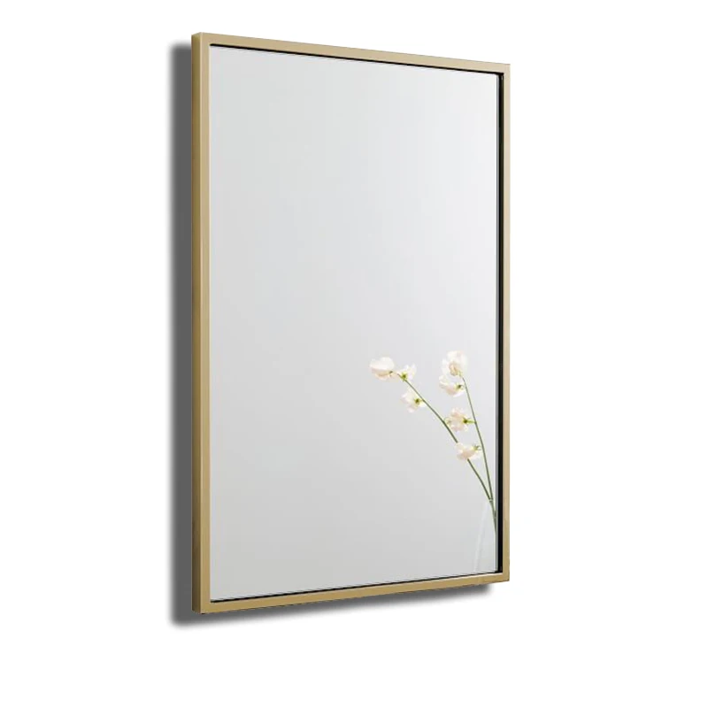rectangle square brushed silver decorative metal framed bathroom mirror for wall wash basin mirror