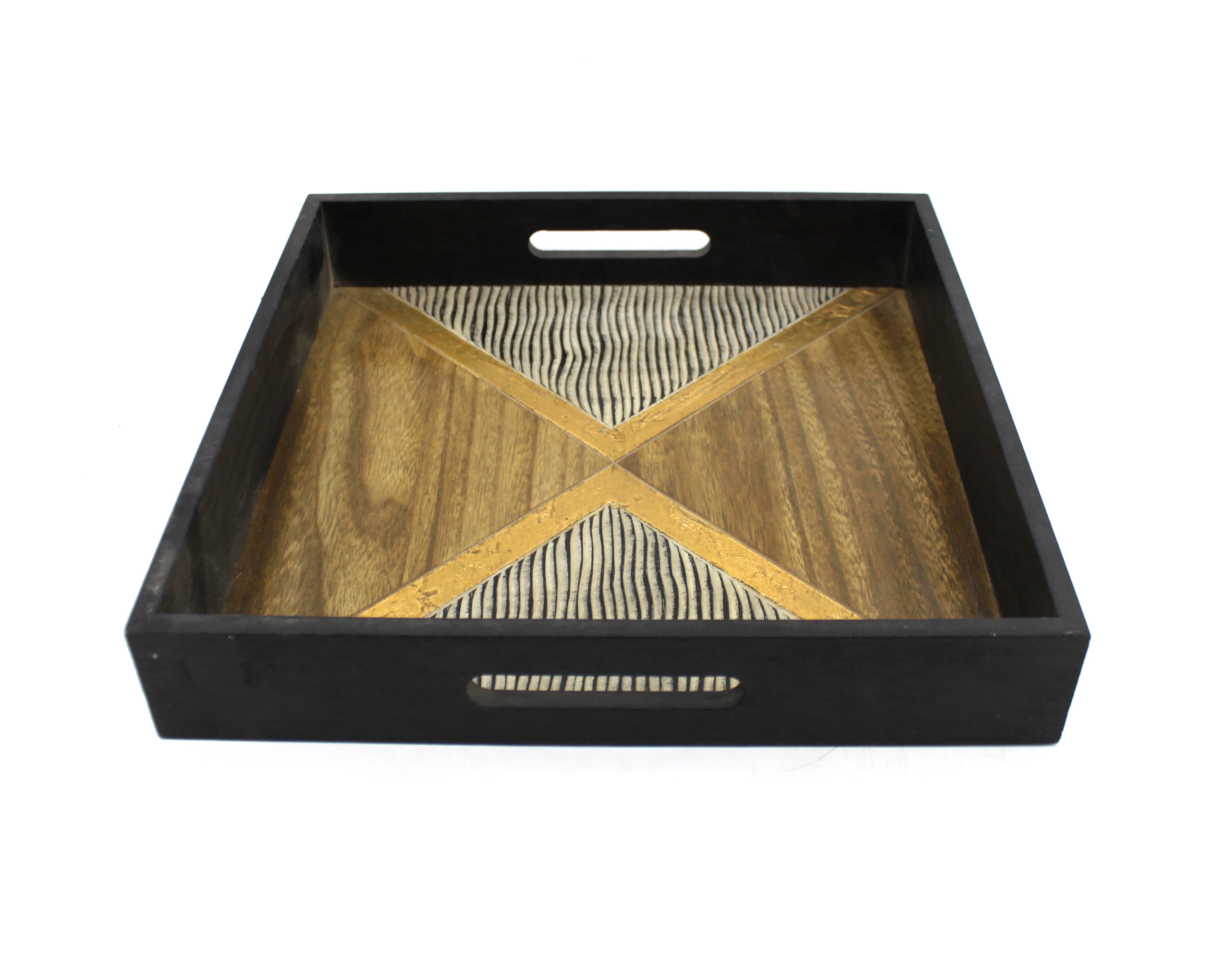 Custom Wooden Cutlery Serving Tray american  Picnic Camping Tray for Food