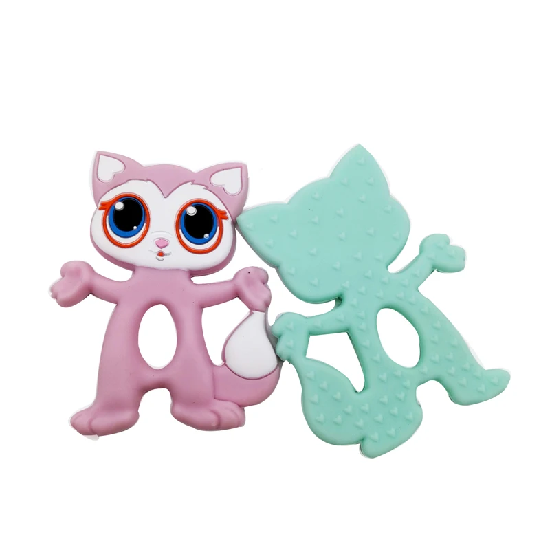 wholesale China Manufacture Multicolour Animal Food Grade Silicone Baby Teether Toys Wholesale/Silicone Cat Teether
