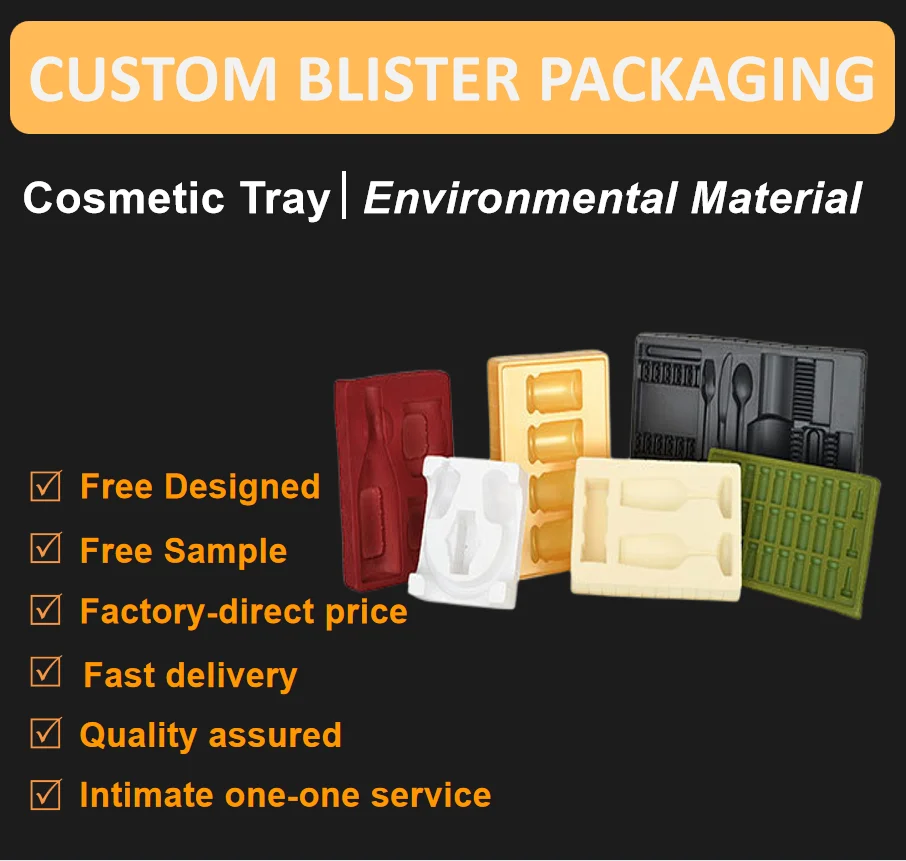 black blister pet plastic packaging insert tray thermoformed blister for cosmetics