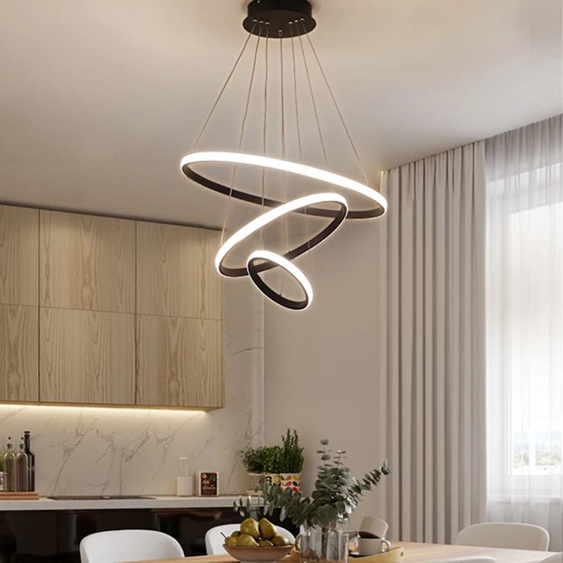 Gold luxury lighting modern Decorative circle ring LED shandelier chandelier Pendant Lights