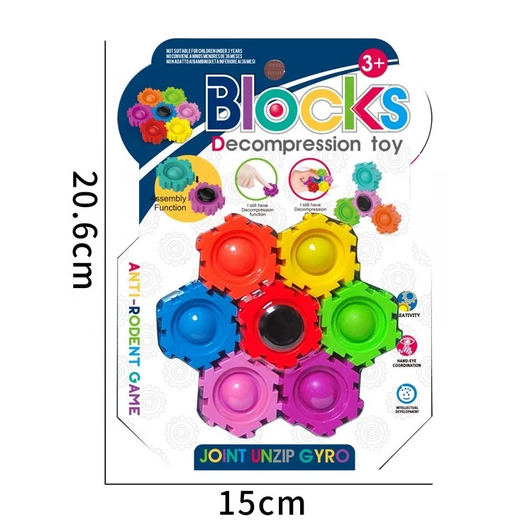 2022 Hot Selling Decompression Children Stress Relief Toys Colorfully Fingertip Gyroscope Pop Spin Blocks Fidget Toy