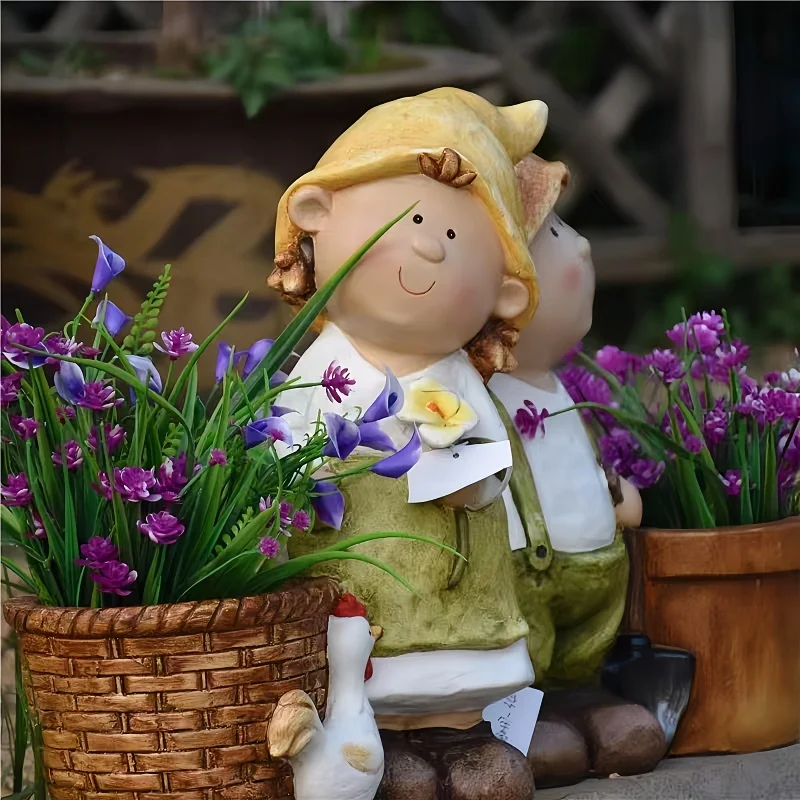 Lilly and Len Elves standing  Statue Resin Garden Ornament