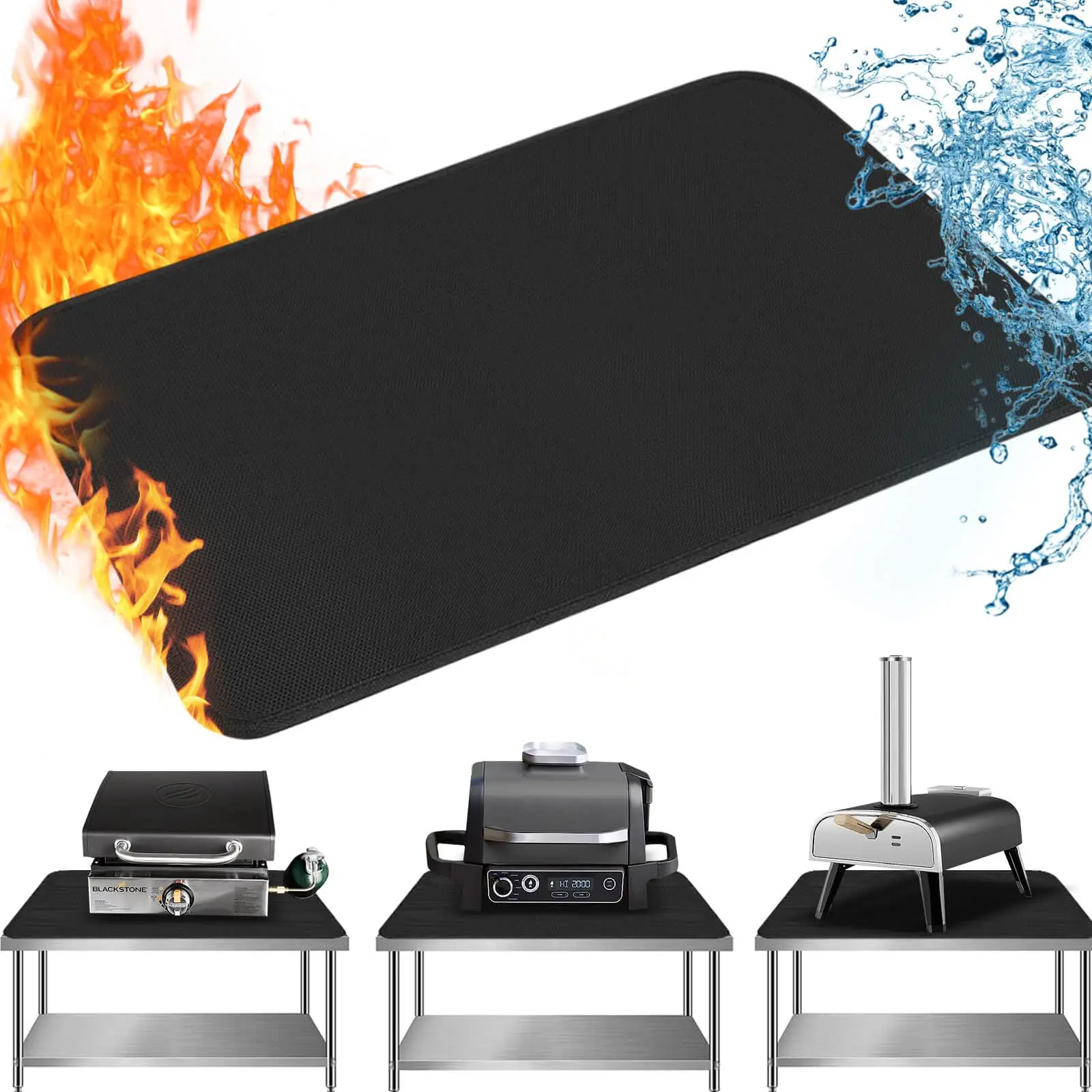 Double Sided Fireproof Grill Pad Indoor Fireplace Mat Waterproof Oil Proof BBQ  Mat Grill Smoker Deck Protective Fire Pit Pad