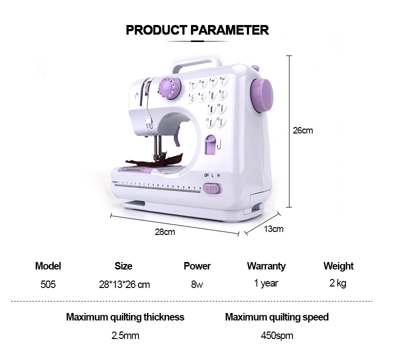 2024 Hot Sales 505 Button Hole Garment Household  Mini Electric Sewing Machine For Cloths