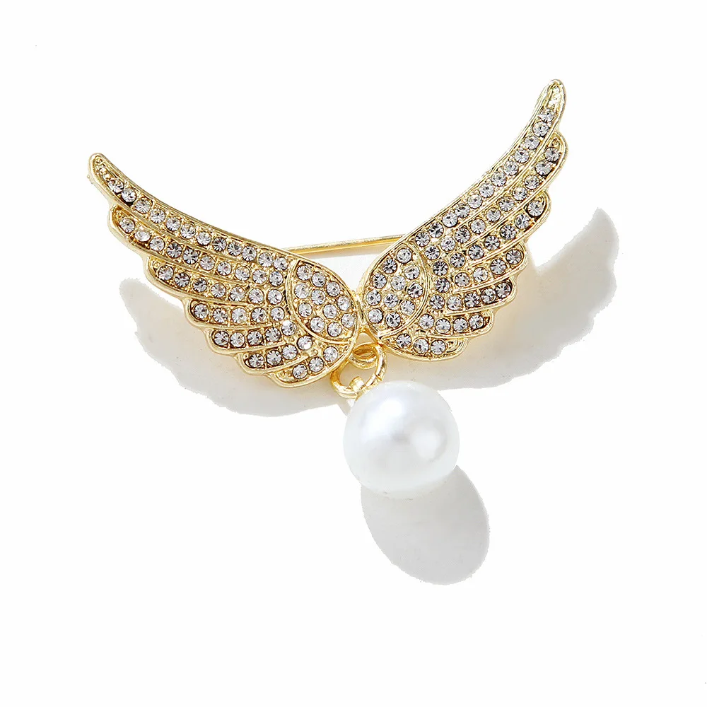 Stylish Glitter Angel Wings of Love Brooch Pins Fashion Micro Pave Zirconia Brooches for Unisex Jewelry