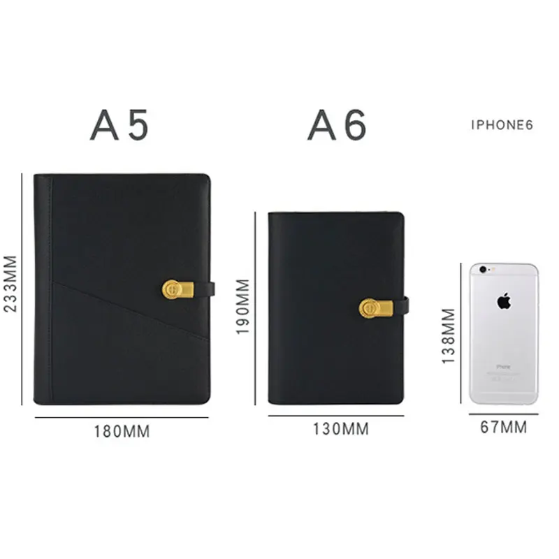 gift creative leather a5 a6 size custom power bank charger notebook and pen set with powerbank usb flash drive yellow pages