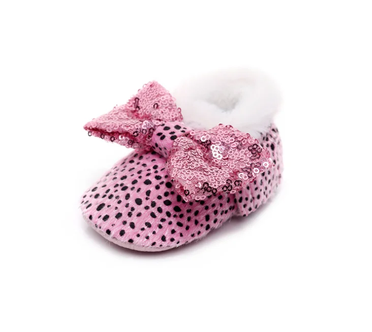 
2020 winter leopard pattern warm padding baby moccasins shoes 