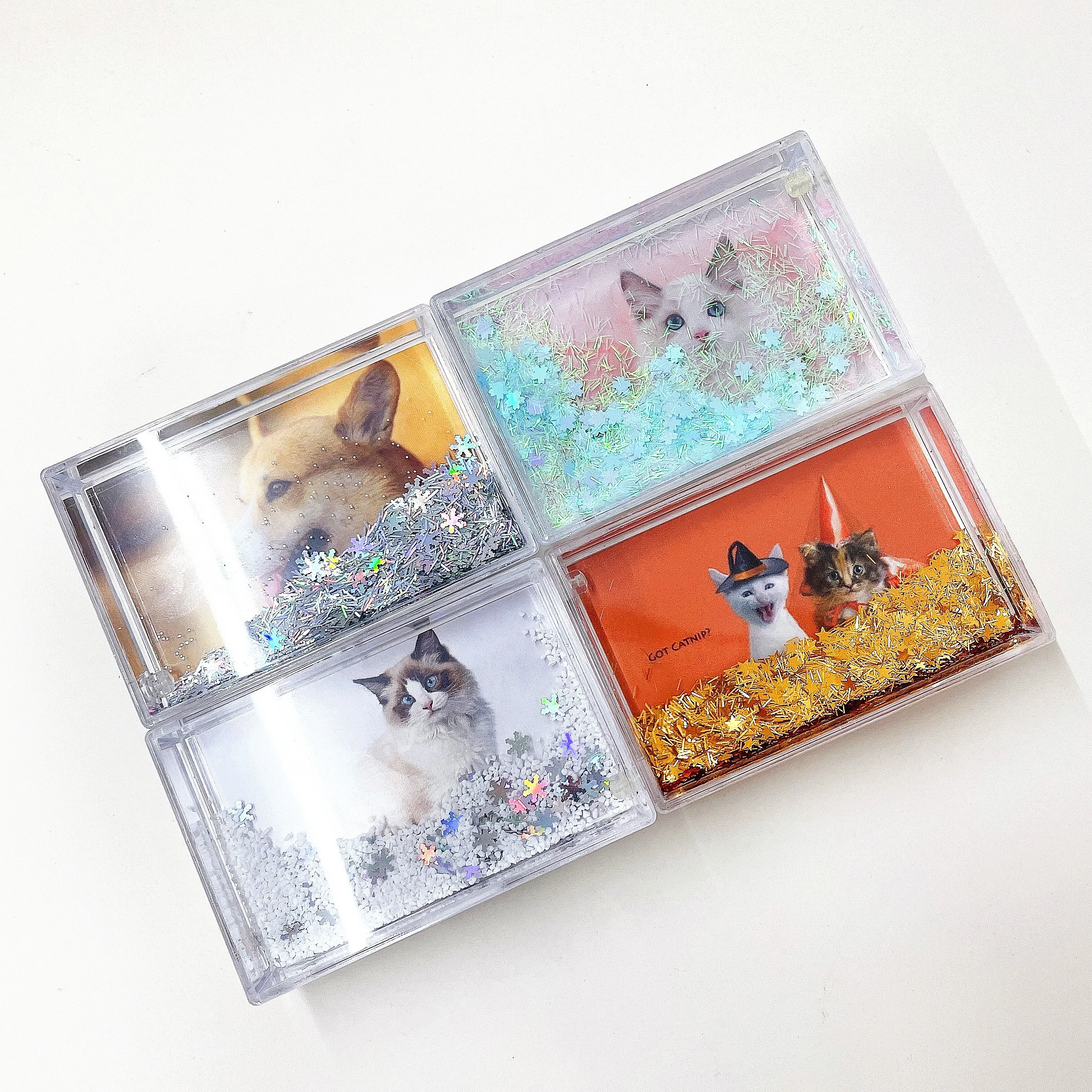 4x6 блестящая жидкая фоторамка Рождественская Акриловая с водой и блестками