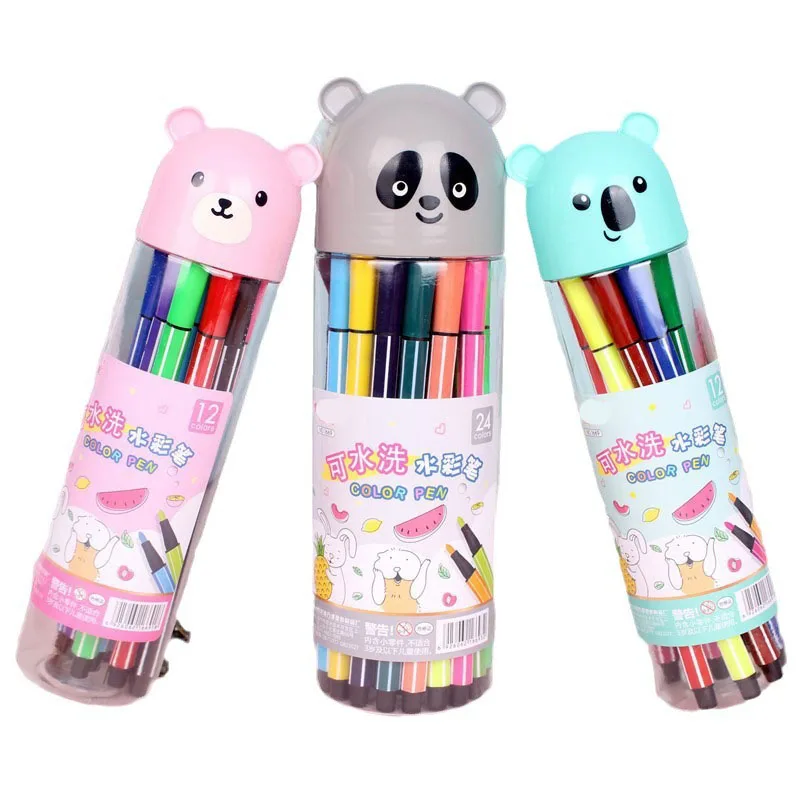 Student Colored art Marker 12 24 Colors School Supplies Painting Water Color Pen kids Fine Tip watercolor marker set