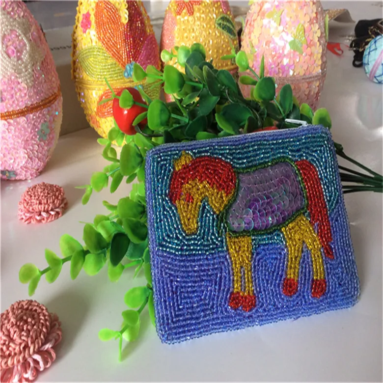 Factory direct sales of new fashion bead embroidered wallet card bag passport cover beaded purse   handbag  card bag08