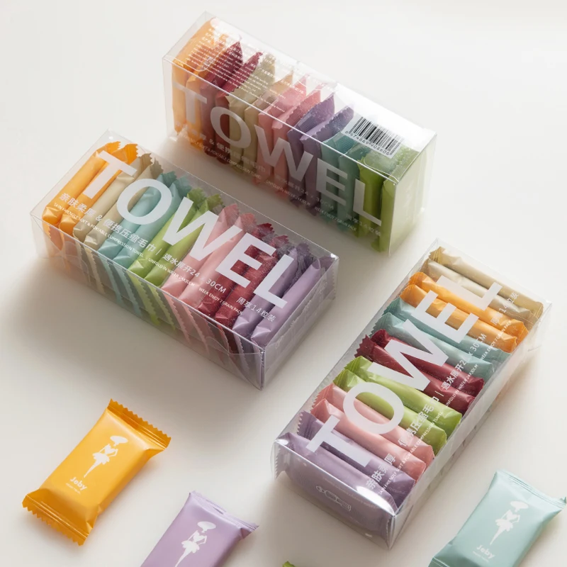 OEM disposable towels Multi-size custom packaging absorbent mini towels Portable travel soft  compressed towels