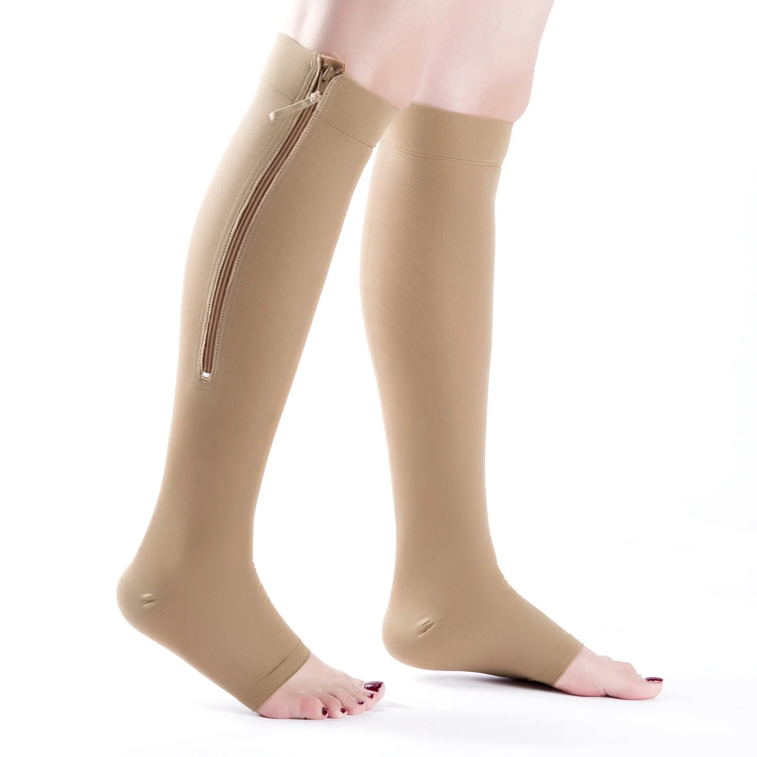 Running leg protection 20-30 mmhg medical calf sleeve compression open toe socks