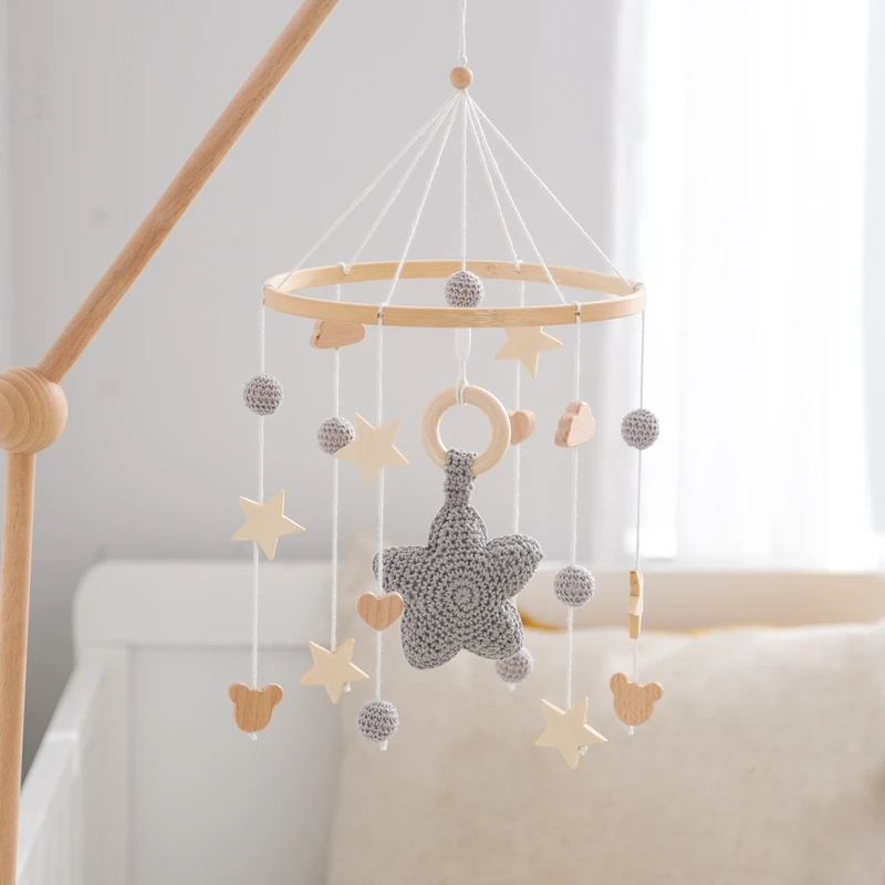 Новинка унисекс Радужное кольцо крючком Колокольчик для кроватки мягкая музыкальная игрушка детской кровати фетровый детский мобильный телефон в коробке