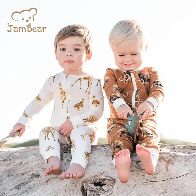 JamBear Unisex Baby Girl Boys One Piece Zipper Jumpsuit organic cotton Snug Fit Cotton Footless Romper footie rompers