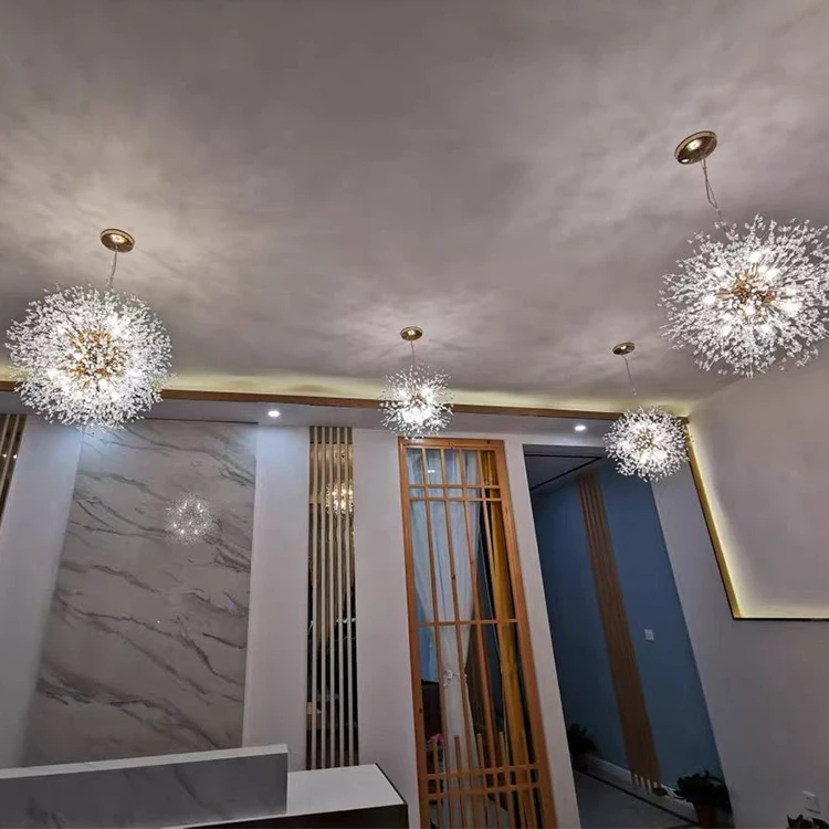  Modern Creative Coffee Shop Living Room Crystal Dandelion Led Hanging Pendant