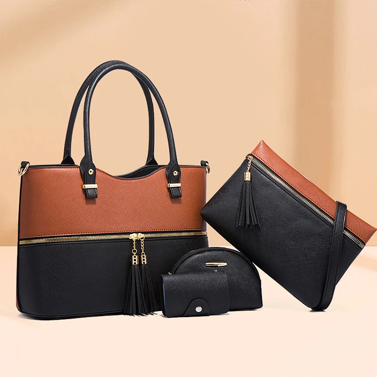 New Arrivals Trending Luxury Ladies Tassel Tote Handbags 4 Pieces Sets Wholesale Customised Designer Women Hand Bags 4 In 1