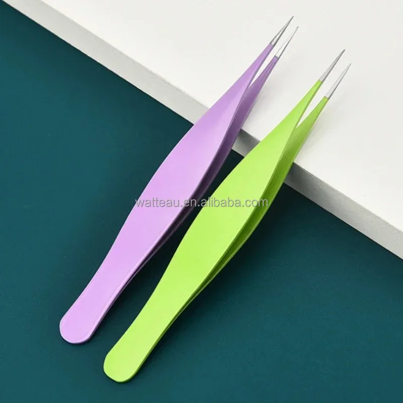 Fine Pointed Tweezer Custom Logo Stainless Steel