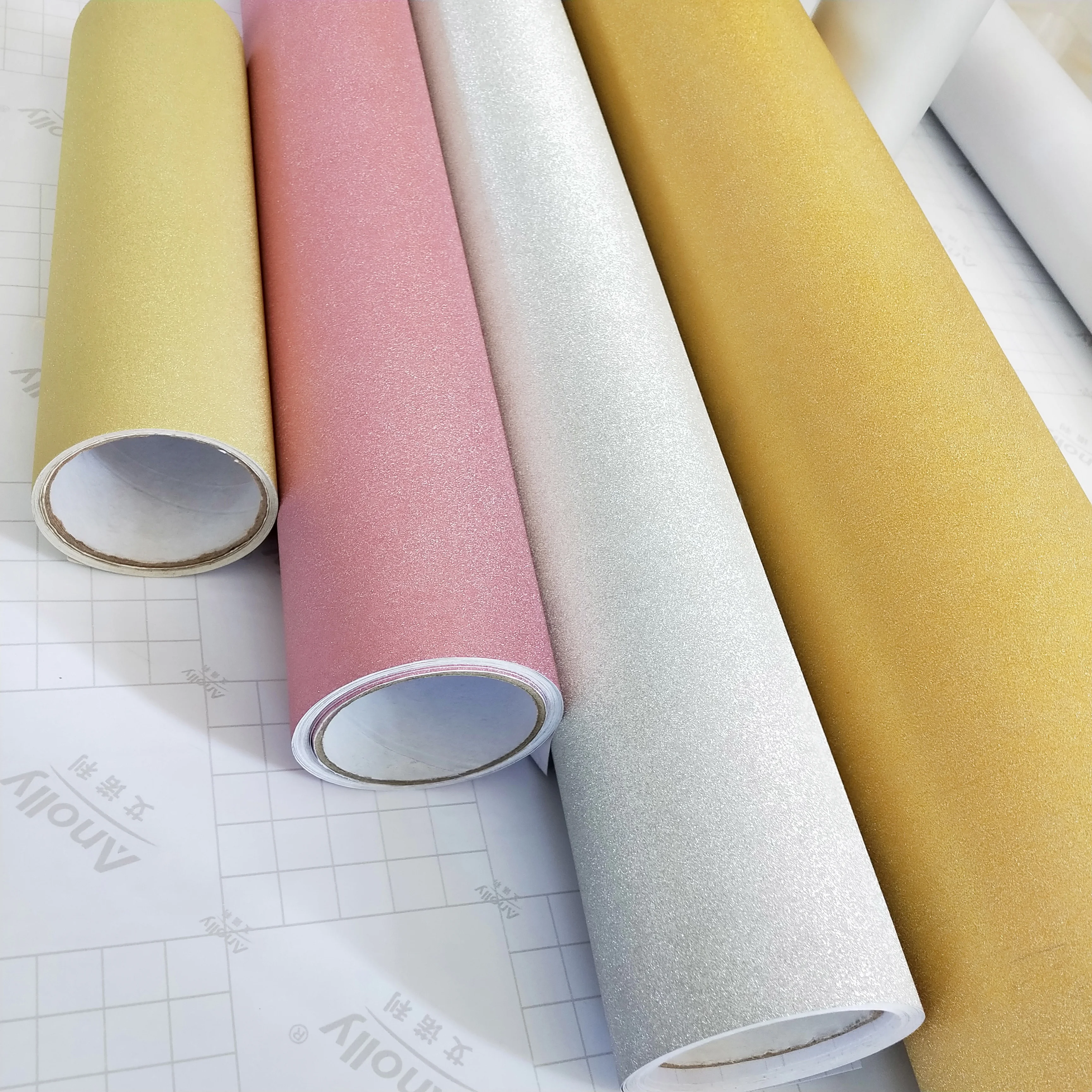 
Anolly Decorative Glitter color Film Brilliant Diamond foil adhesive vinyl PP packing material guangzhou factory 