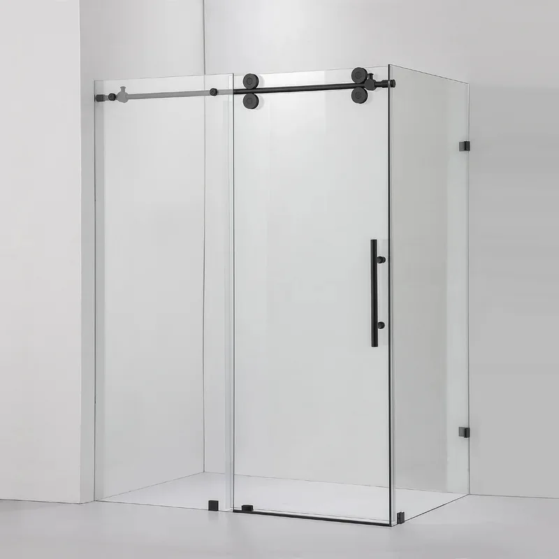 Frameless Matt Black Rectangle Shower Stall