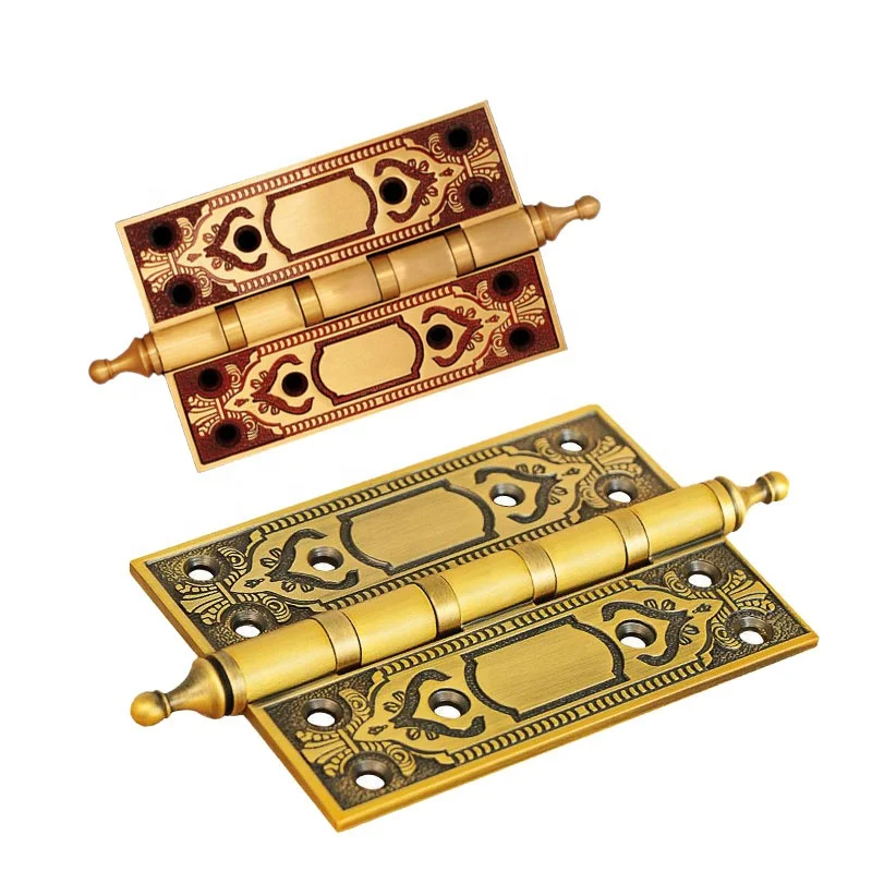 Brass door Page Hinges Custom Brass Flat Door Hinges European luxury carved wooden door hinges