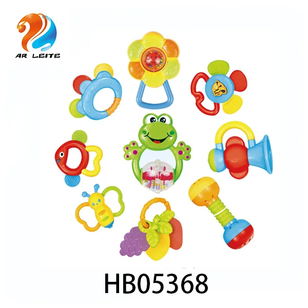 Прямая поставка с фабрики низкая цена экологически чистый мультяшный набор игрушек удобные подарки для младенцев красочные милые наборы детских погремушек