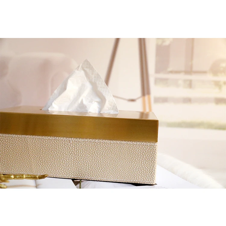 
European light luxury brass tissue box living room dining table coffee table paper storage box decoration modern minimalist home 