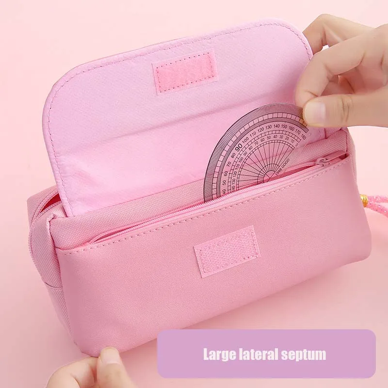 Pencil case Korean edition canvas stationery Kitty wholesale stationery bag creative three double pen bag schoolgirl