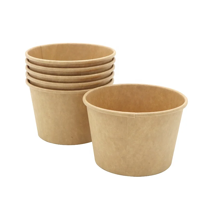 5 oz food grade biodegradabe kraft paper cup ice cream dessert cup with lids packaging custom logo