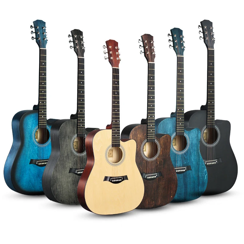 Wholesale Custom Logo Beginner Basswood Matte Practice Wood Guitar 41 Inch Acoustic Guitar