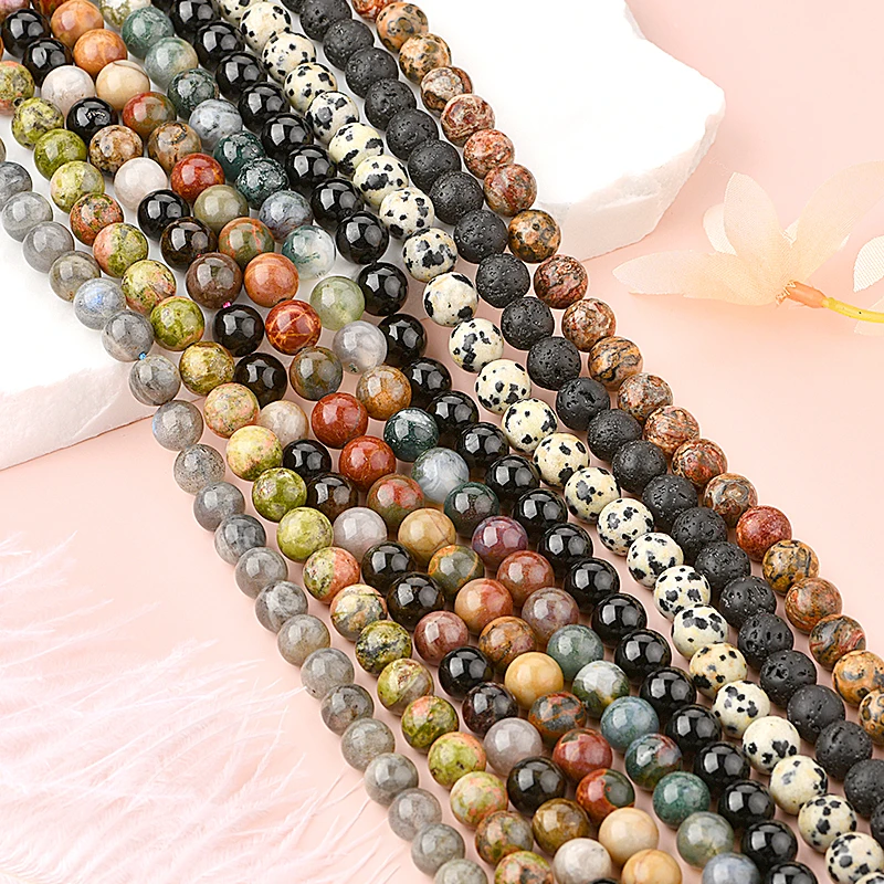 Natural stone beads Loose Round Tiger Eye Agate Amethyst Loose Matte Gemstone Stone Beads For Jewelry Making