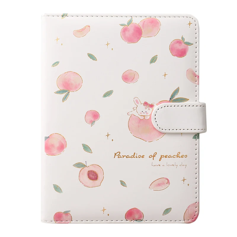A5 size custom size PU leather cover magnetic buckle fruit print ins style notebook diary suitable for business and students