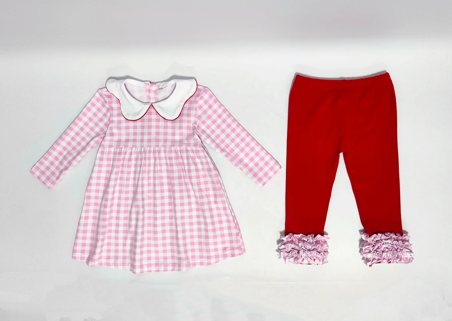 LANYE Customized High Quality Girls Matching Sets Rompers Dresses Spring Knit Cotton Baby Girls Valentine Outfit